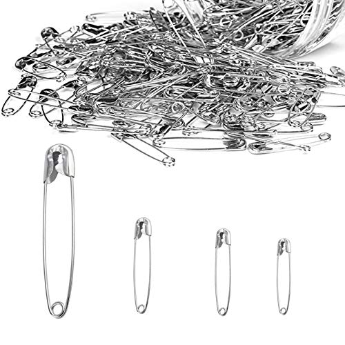 Safety Pins Assorted Sizes, Heavy Duty Large 2 Inch Safety Pins + Small 1 inch Safety Pins, for Quilting Sewing Fashion Home Office Use Cloths/Clothing Hijab Fabric Diaper Tags Crafts Jewelry Making