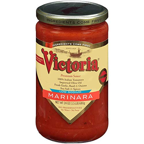 Victoria, Low Sodium Marinara Sauce , 24 OZ (Pack of 6)