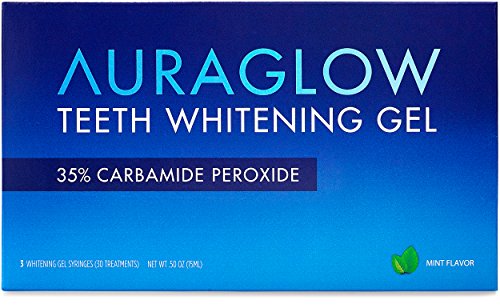 AuraGlow Teeth Whitening Gel Syringe Refill Pack, 35% Carbamide Peroxide, (3) 5ml Syringes