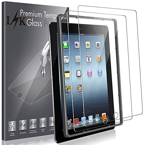 LK [2 Pack Screen Protector for iPad 2 / iPad 3 / iPad 4 Tempered Glass HD Clarity, Bubble Free, Anti Scratch, Case Friendly