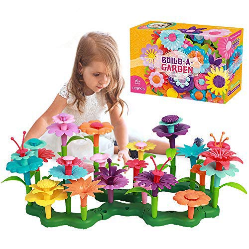 Koalad Flower Garden Building Toys Set for Girls,109PCS STEM Preschool Toy Gardening Stacking Game Gift for 3-7 Year Old Girls 11 Colors Outdoor Activity Gift Birthday Christmas