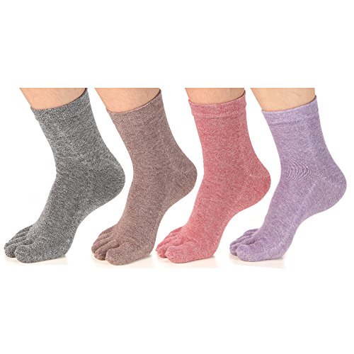 Women's Toe socks Cotton Crew Five Finger Socks For Running Athletic 4 Pack By Meaiguo(ABL)