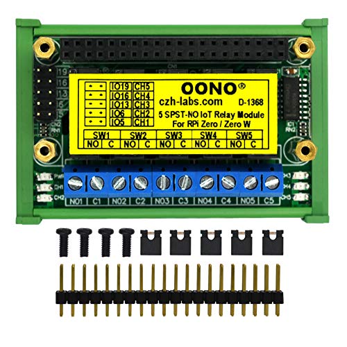 DIN Rail Mount 5 SPST-NO RPi IoT Power Relay Module for Raspberry Pi Zero/Zero-W