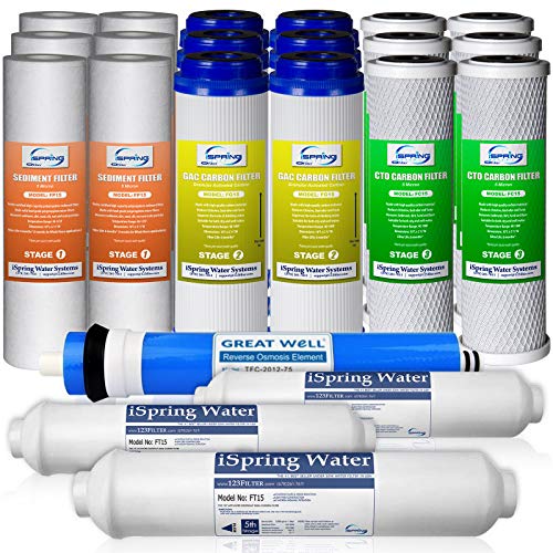 iSpring F22-75 3-Year Replacement Supply Filter Cartridge Pack Set for Standard 5-Stage Reverse Osmosis RO Systems