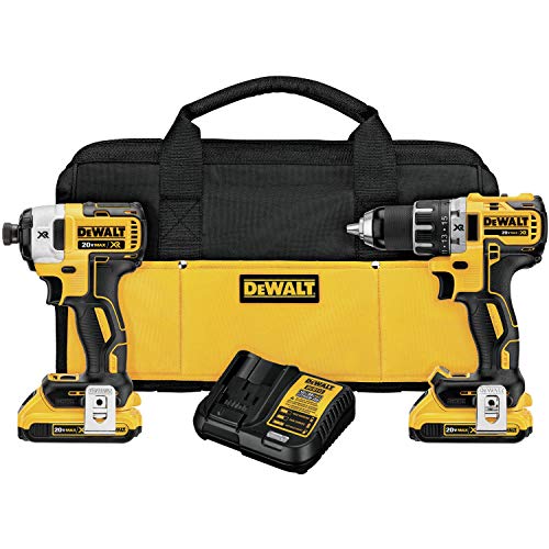 Dewalt 20V MAX XR 2.0Ah Li-Ion Brushless Compact Drill/Driver DCD791 & Impact Driver DCF887 Combo kit (Renewed)