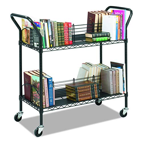 Safco Products 5333BL Wire Book Cart, 2 Shelf, Black