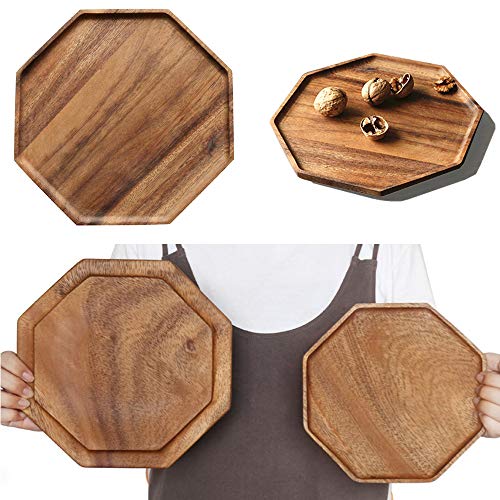 Set of 2 Acacia Wooden Serving Tray Vegetable Fruit Platter Wood Square Dessert Plates Food Dish Decorative Party Trays