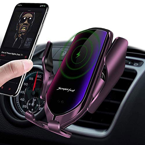 LUKKAHH R2 Wireless Car Charger Mount,Auto-Clamping Air Vent Phone Holder,10W Qi Fast Car Charging,Compatible iPhone 11/11 Pro/11 Pro Max/XS/XS Max/X/8/8+, Samsung Note9/Note10/S9+/S10+（Gun-Plated