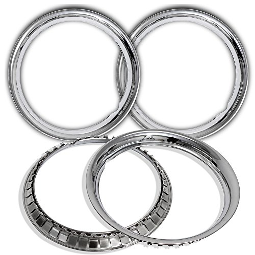 OxGord Trim Rings 15 inch Diameter (Pack of 4) Chrome Steel Beauty Rims