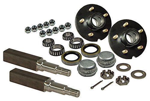 Rigid Hitch Pair of 5-Bolt On 4-1/2 Inch Hub Assembly (AKSQ-3500545) Includes (2) Square Stock 1-3/8 Inch to 1-1/16 Inch Tapered Spindles & Bearings