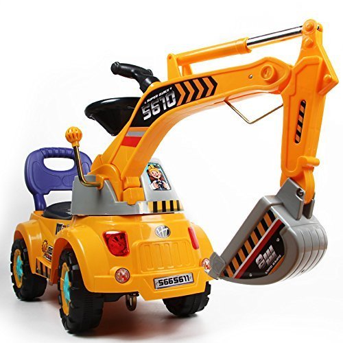 POCO DIVO Digger Scooter, Ride-on Excavator, Pulling cart, Pretend Play Construction Truck (Color May Vary)