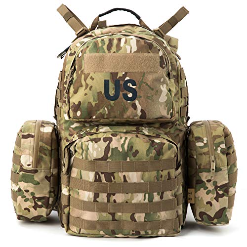 Military Surplus Molle II Medium Rucksack with 2x Sustainment Pouch, Army Tactical Backpack YKK Zipper and UTX Buckles Multicam