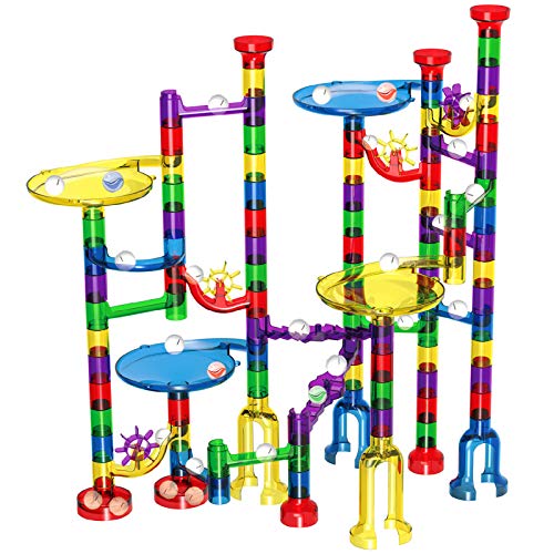 Magicfly Marble Run Set, 127 Pcs Marble Race Track for Kids with Glass Marbles Upgrade Marble Works Set