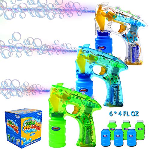 JOYIN 3 Bubble Guns Kit for Bubble Blaster Party Favors, LED Bubble Machine Blaster Party Supplies, Summer Toy, Outdoors Activity, Birthday Gift, Bubble Blower Toy, Easter