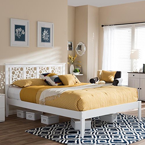 Baxton Studio Celine Geometric Pattern Solid Wood Platform Bed Full