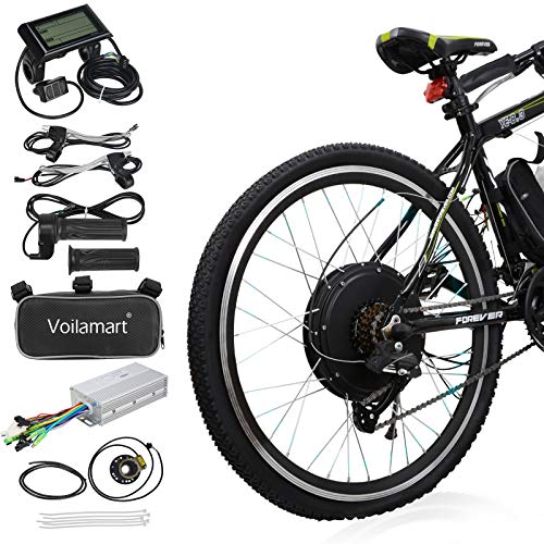 Voilamart 26' Rear Wheel Electric Bicycle Conversion Kit, 48V 1000W E-Bike Motor Kit with LCD Display, Intelligent Controller and PAS System, 750W Power Limited for Road Bike