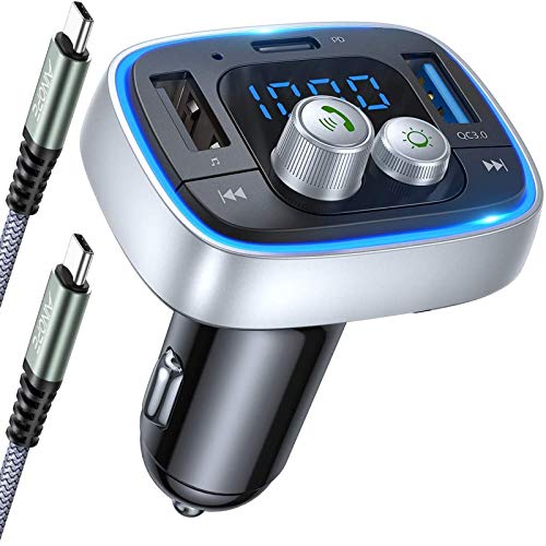 AINOPE Fm Transmitter Bluetooth for Car, 36W/6A PD&QC3.0 Bluetooth Adapter Car, 7-Colors LED Backlit V5.0 Bluetooth Radio Transmitter for Car, Wireless Call, Noise Cancellation