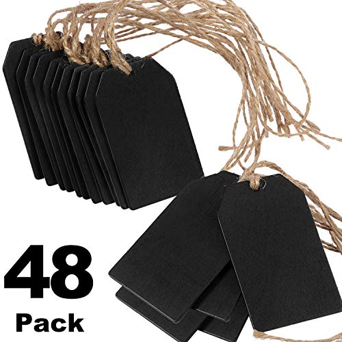 Chalkboard Tags Hanging Wooden Mini Chalkboard Signs Wooden Chalkboard Tags, Hanging Chalkboard Labels, Ideal Price Tags, Message Tags, Black (48)