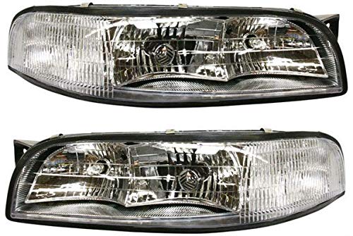 Headlight Set Compatible with 1997-1999 Buick LeSabre Left Driver and Right Passenger Side Halogen With bulb(s)