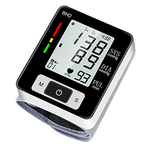 Blood Pressure Monitor, Automatic Digital Blood Pressure Wrist Cuff for Home Use, Large LCD Display Accurate Irregular Heartbeat Detection with 2x60 Memory Function