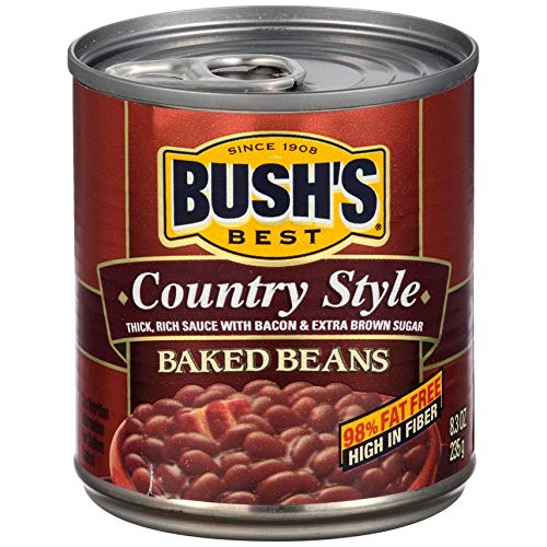 Bush's Best Country Style Baked Beans, Canned Beans, Baked Beans Canned, Source of Plant Based Protein and Fiber, Low Fat, Gluten Free, 8.3oz (Pack - 12)