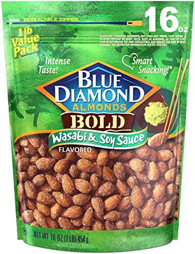 Blue Diamond Almonds, Bold Wasabi & Soy Sauce, 16 Ounce (Pack of 1)