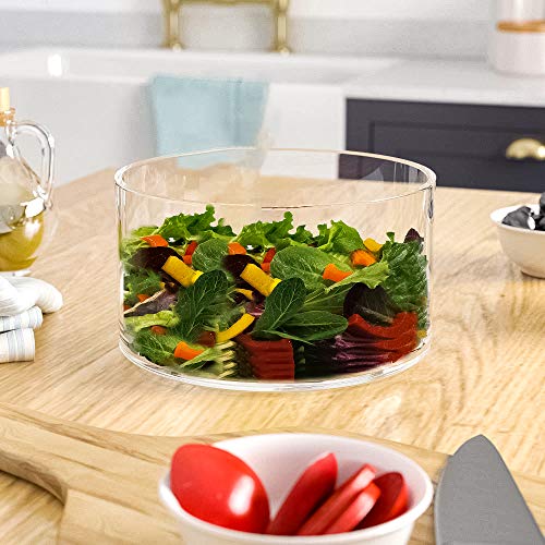 Large Glass Salad Bowl - Mixing and Serving Dish - 120 Oz. Clear Glass Fruit and Trifle Bowl