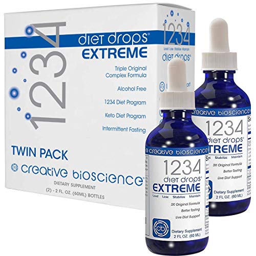 Creative Bioscience 1234 Diet Drops Extreme (2 Pack) - Weight-Loss-Drops - Appetite Control - Keto Diet - (IF) Intermittent Fasting - 1234 Diet Books 2 Fl Oz (2 Pack)