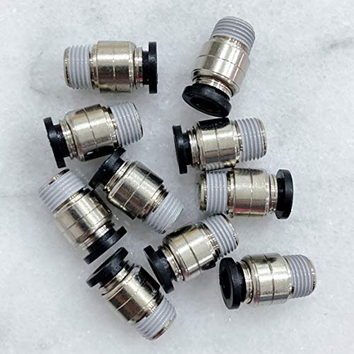 MacCan Pneumatic POC1/4-N1 Round Male Straight 1/4' Tube OD x 1/8' NPT Thread Air Push to Connect Fittings (Pack of 10)
