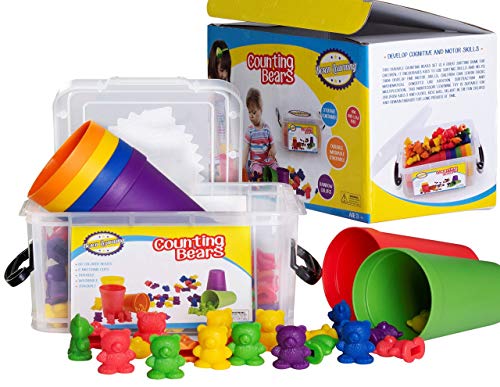 Counting/Sorting Bears Toy Set with Matching Sorting Cups in Storage case - Best Fun Educational Toy for Kids Ages 3 and up - for Learning, STEM Education, Mathematics, Counting & Sorting Toys