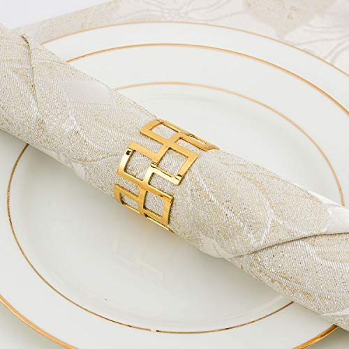 ANPHSIN Set of 8 Napkin Rings Dinning Table Setting for Casual or Formal Occasions- Circle Gold