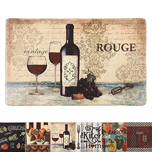 Farmhouse Kitchen Mats Rugs Cushioned Anti-Fatigue Comfort Mat for Home & Office Ergonomically Engineered Memory Foam Kitchen Rug Waterproof Non-Skid, 30' by 18', Wine
