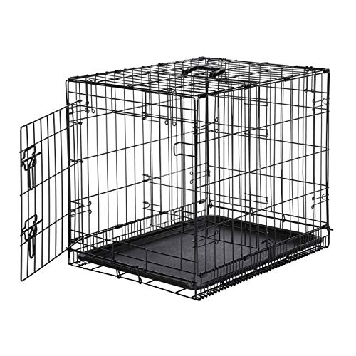 AmazonBasics Single Door Folding Metal Dog or Pet Crate Kennel with Tray, 24 x 18 x 20 Inches
