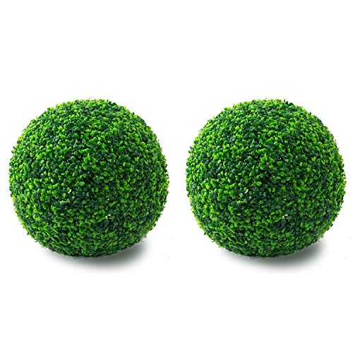 THE BLOOM TIMES Boxwood Ball, 2 Pack 15.7 Inch Artificial Topiary Plants, Faux Ball for Wedding, Party, Home, Front Patio, Planter, Yard, Indoor or Outdoor Decoration