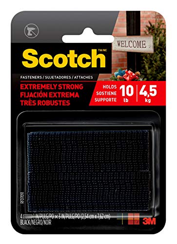 Scotch Mounting, Fastening & Surface Protection RFD7091 Interlocking Fasteners Strips, 4, Black, 2 count