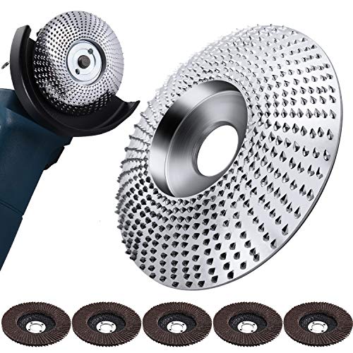 Angle Grinder Disc Wood Tungsten Carbide Grinding Wheel Carving Abrasive Disc and 5 Pieces Sanding Grinding Wheel Flap Discs for Sanding Carving Shaping Polishing Grinding Wheel Plate