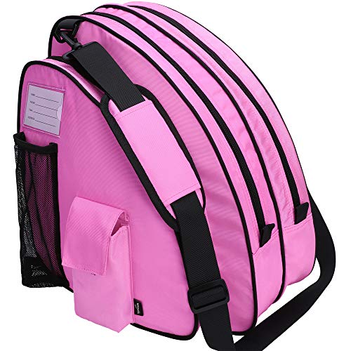 TOPOWN Inline & Ice Skate Bag for Boys and Girls Men Inline Skate Bag Women Roller Skate Bag Premium Black Ice Skate Bag Rose Red Pink Inline Skate Bag