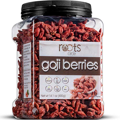 Roots Circle Dried Goji Berries | Bulk Supply of Dried Goji Berry Fruit Superfood | Naturally Rich in Antioxidants to Support Healthy Skin & Energy | Raw, Natural, Vegan, Non-GMO, Kosher | 14.1oz Jar