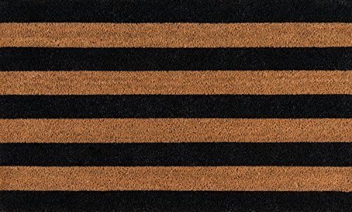 Erin Gates by Momeni Park Stripe Black Hand Woven Natural Coir Doormat 1'6' X 2'6'
