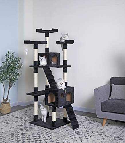 Go Pet Club Cat Tree, 33-Inch by 22-Inch by 72-Inch, Black