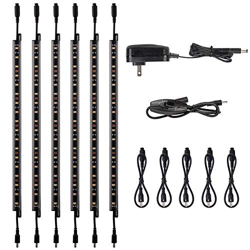 TORCHSTAR LED Safe Lighting Kit, (6) 12’’ Linkable Light Bars + Rocker Switch + Power Adapter, Under Cabinet Lighting, Locker, Closet, Shelf, Showcase Lighting, 5000K Daylight, 6Pcs