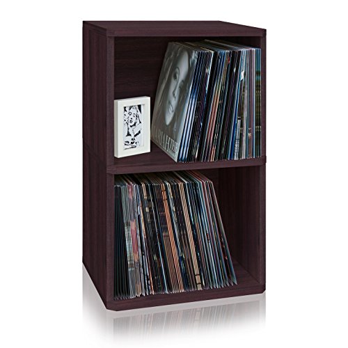 Way Basics 2-Shelf Vinyl Record Storage Cube and LP Record Album Storage Shelf, Espresso (Tool-Free Assembly and Uniquely Crafted from Sustainable Non Toxic zBoard paperboard)