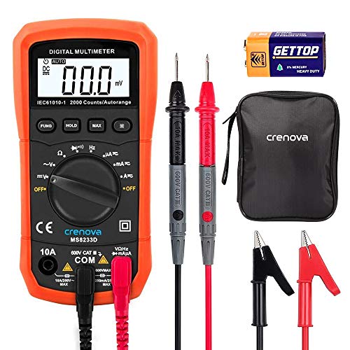 Crenova MS8233D Auto-Ranging Digital Multimeter Home Measuring Tools with Backlight LCD Display