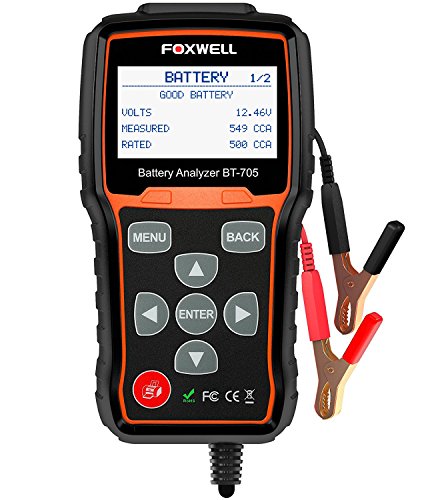 FOXWELL BT705 12V 24V Car Battery Tester Automotive 100-2000 CCA Battery Load Tester Auto Cranking and Charging System Test Scan Tool Digital Battery Analyzer for Vehicles and Heavy Duty Trucks