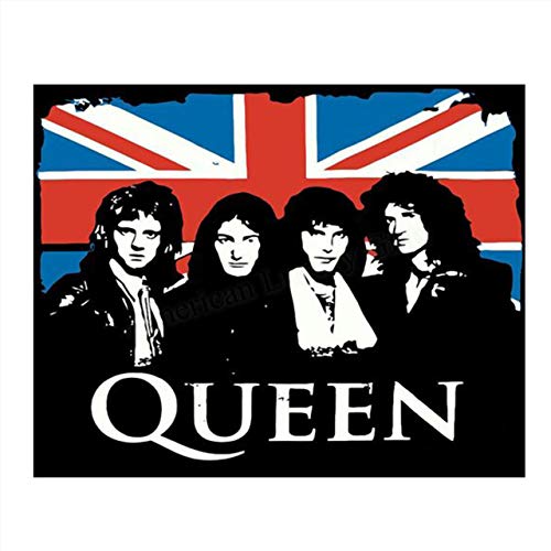 'Queen Band & British Flag' Vintage Wall Art- 10 x 8 Wall Print- Ready To Frame- Iconic Music Poster Replica Print. Home Decor- Studio-Bar- Man Cave Decor. Perfect Gift for All Queen Fans.