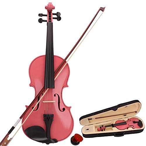 New Style 1/2 Acoustic Violin Case Bow Rosin Pink,Handcrafted Acoustic Violin Beginner Kit,Beginner Kid Violin