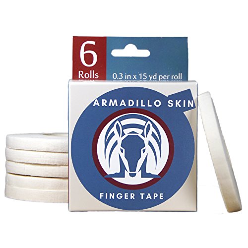 Armadillo Skin Finger Tape, Strong Cotton Athletic Tape for Grappling, Brazilian Jiu Jitsu (BJJ), Judo, Rock Climbing and MMA 0.3 in x 45 feet, 6 or 8 Rolls per Pack … (Pack of 6)