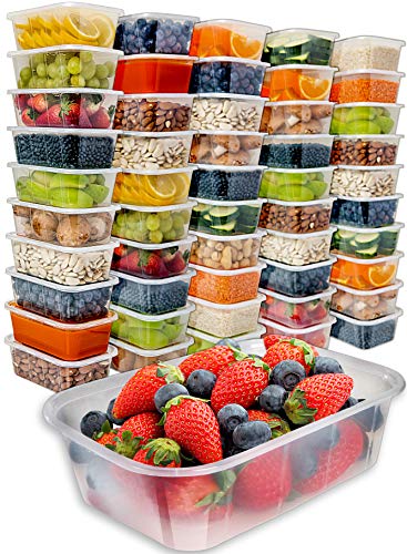 Food Storage Containers with Lids (50 Pack, 25 Ounce) - Food Containers Meal Prep Plastic Containers with Lids Food Prep Containers Deli Containers with Lids Freezer Containers by Prep Naturals