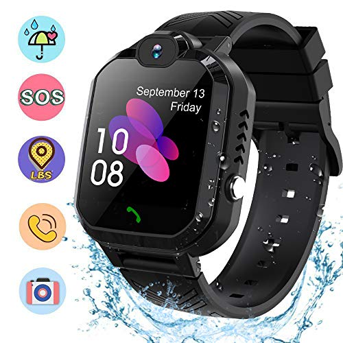 Smart Watch for Kids Students ,Waterproof Kids Smart Watches LBS/GPS Tracker SOS Camera Voice Chat Touch Screen Phone Watch for 3-12 Years Old Students Great Birthday Gift