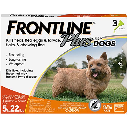 FRONTLINE Plus Flea and Tick Treatment for Dogs (Small Dog, 5-22 Pounds, 3 Doses)